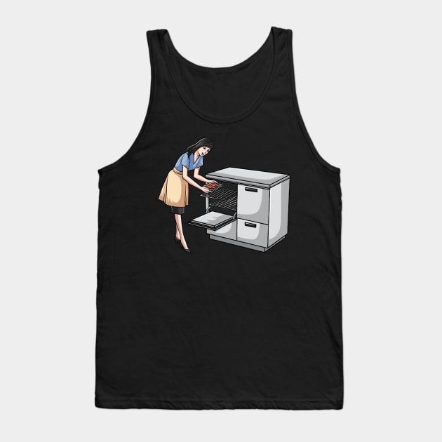 Bacon - Woman Cooking Bacon Tank Top by fromherotozero